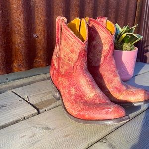 Old Gringo Red Distressed Ankle Boots